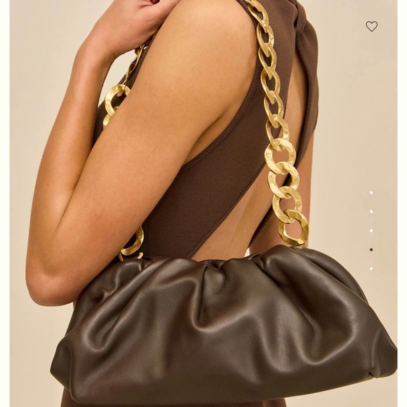 Cult Gaia Brown Dulce Shoulder Bag with Gold Chain Strap NWT - Picture 4 of 8